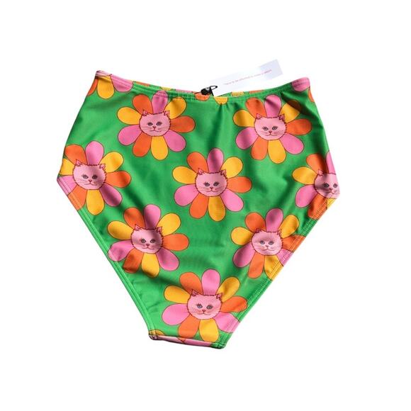 ModCloth x Marisol Muro NIP Green Petals Cats Sara High-Waisted Bikini Bottom LG - Picture 6 of 14